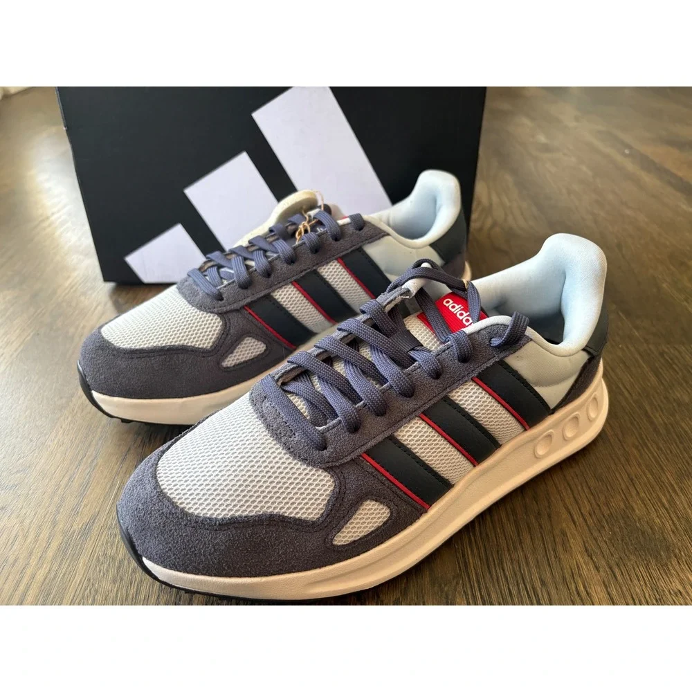 Adidas Run 84 Mens Size 8 Women's 7 Sneakers Grey Navy Red JR8712